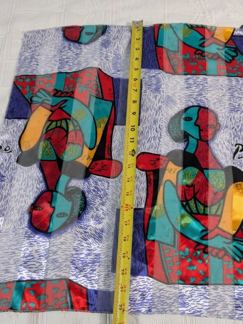 Vtg Picasso Print Scarf Abstract Portrait Art to Wear Korea silk feel polyester